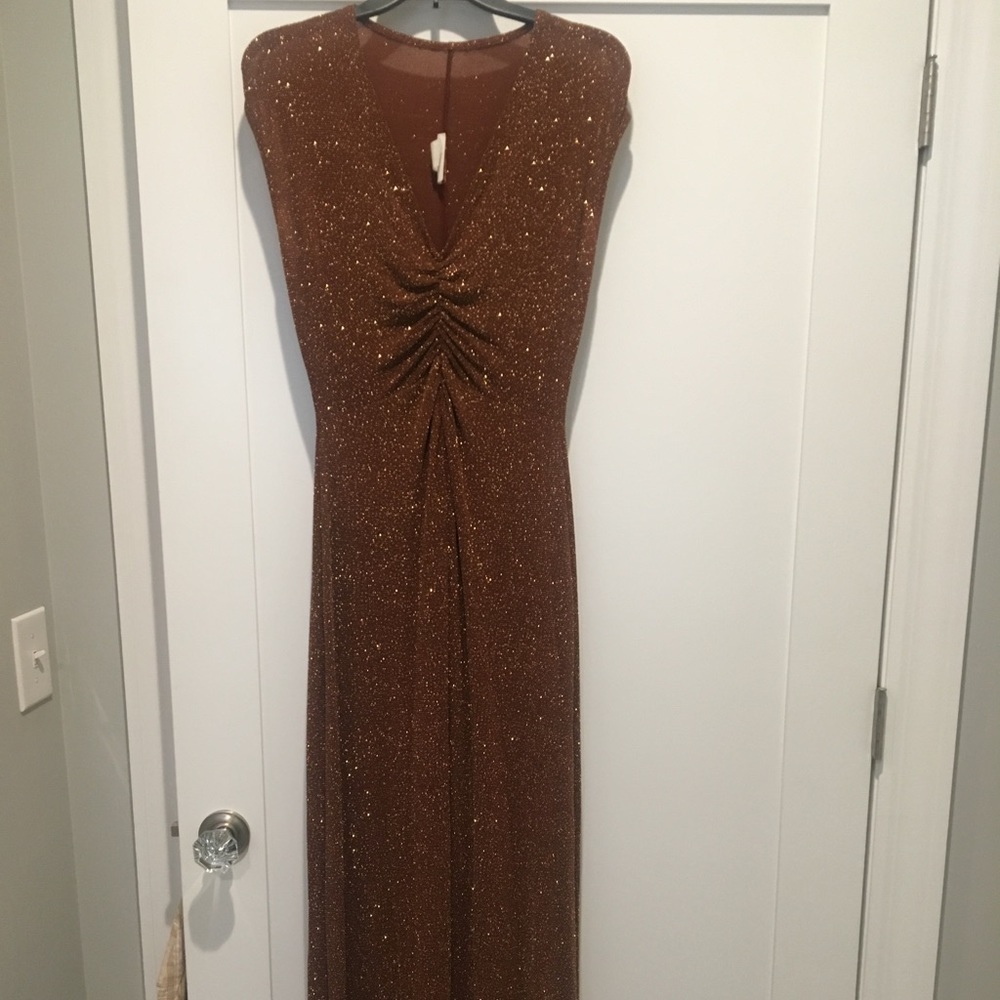 Gold Evening gown with middle slit